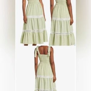 Green/white gingham maxi dress